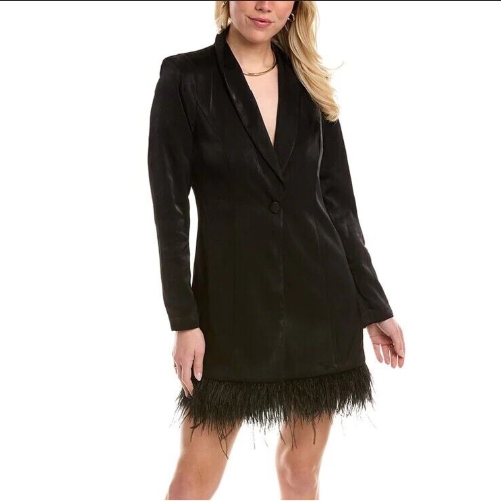 Aidan Mattox Feather-Trim Blazer Dress 6